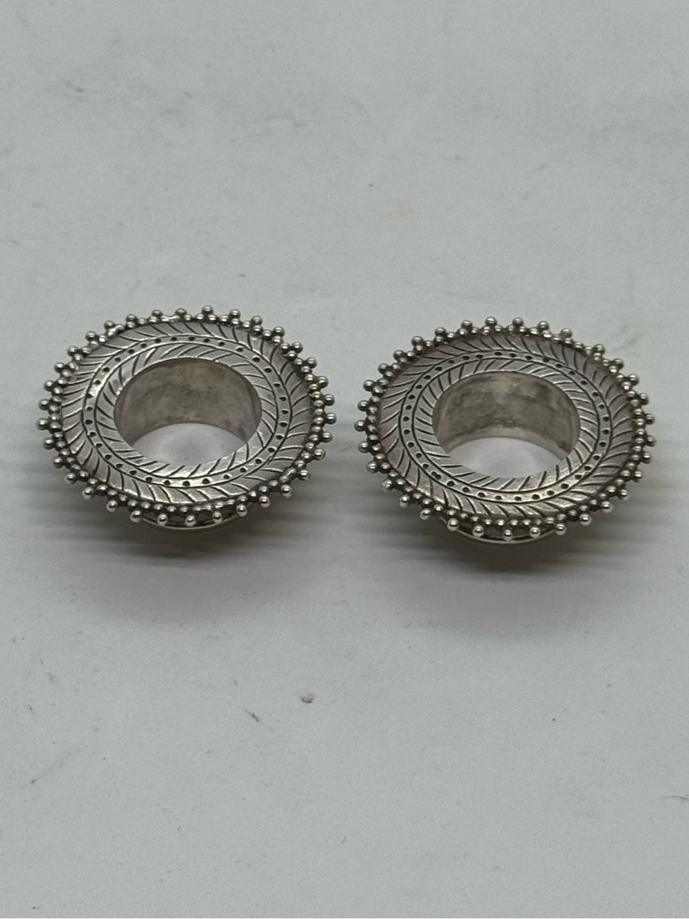 Vintage Sterling Silver 3/4” Ear Gauges Pair Ornate Engraved Plugs Tunnels 15.7g